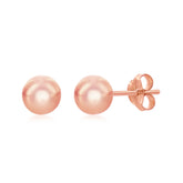 Sterling Silver 6MM Bead Earrings - Rose Gold Plated